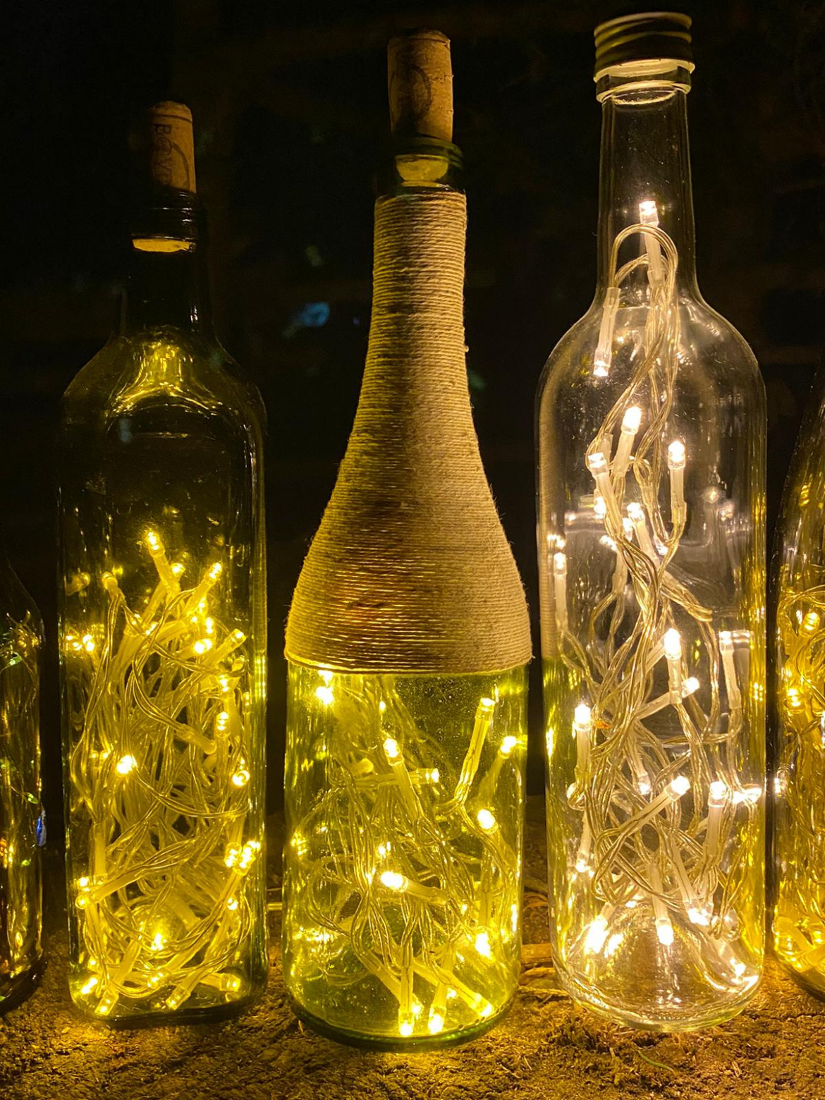 Svetelná dekorácia vo fľaši